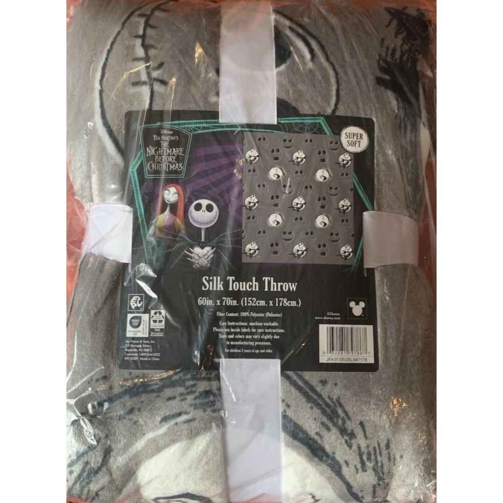 Disney Nightmare Before Christmas Jack Skellington Silk Touch Throw 60x70
